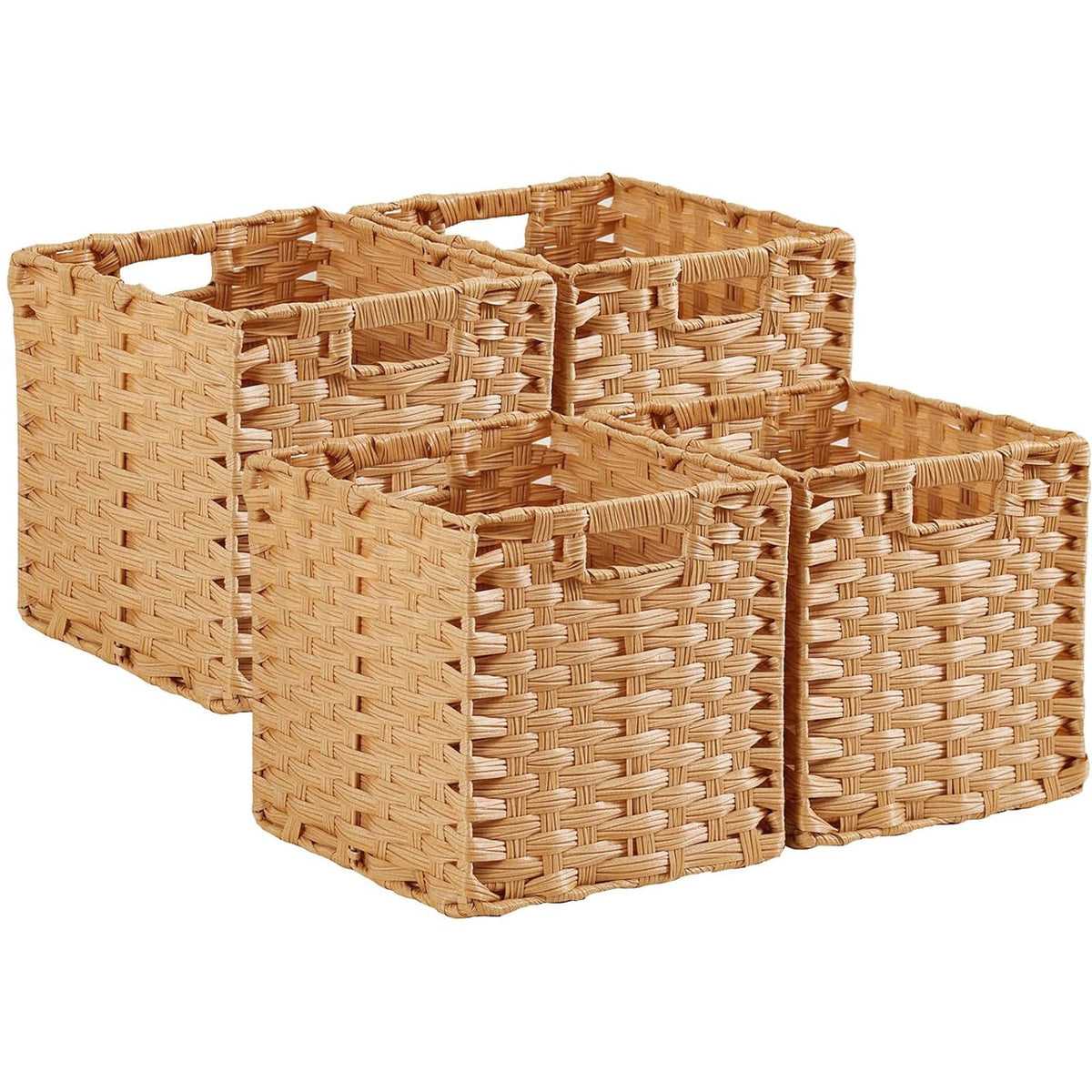 Mangata 31 cm Storage Cube Boxes for 33 cm Closet, Kallax, Rattan Effect Storage Baskets, Wicker Woven Polyrattan Material Wardrobe Organizer