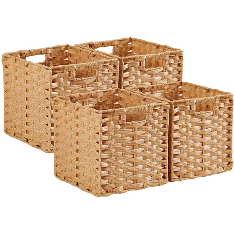Mangata 31 cm Storage Cube Boxes for 33 cm Closet, Kallax, Rattan Effect Storage Baskets, Wicker Woven Polyrattan Material Wardrobe Organizer