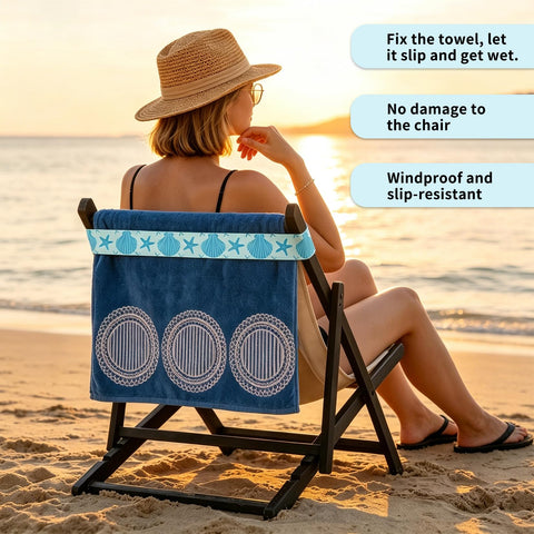 runxsam 6 pcs elastic beach towel bands 40×4.5 cm (6 styles)