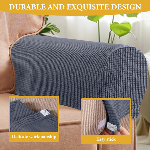Armrest Chair Covers, Set of 4 Stretch Armchair Covers for Arms Anti-Slip Furniture Protector with Laundry Bag, Machine Washable Arm Chair Sleeves
