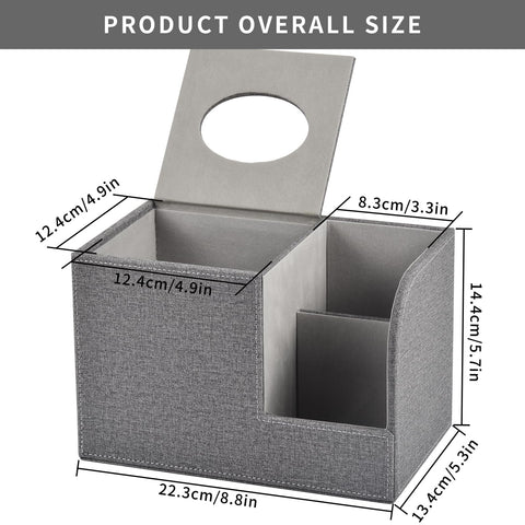 XNONE PU Leather Square Tissue Box Cover-Multi-Functional Tissue Box Holder, Tissue Box Cover with Storage,Tissue and Remote Control Holder,Cube
