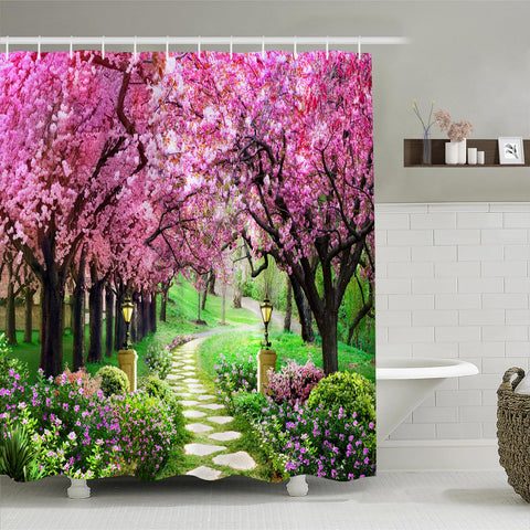 Simpomsy Scenery Shower Curtain, Outdoor Decorative Curtain, Nature Landscape 3D Scenery Bathroom Curtains