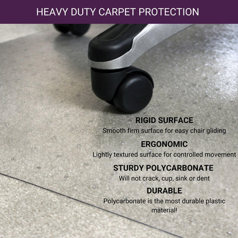 Marvelux Thick Polycarbonate Chair Mat for Deep Pile Carpets, 90 x 120cm