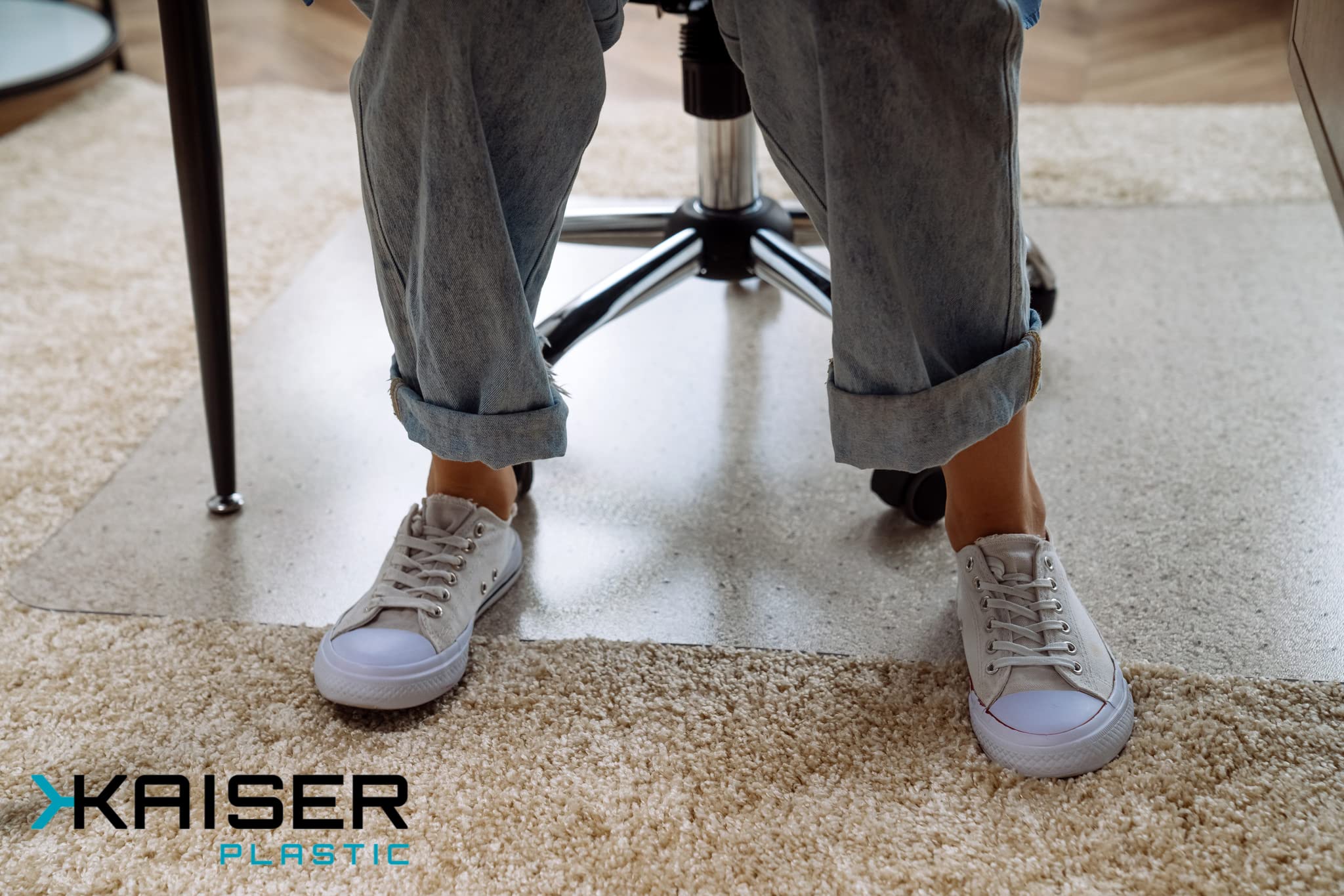 KAISER plastic® Chairmat Carpet PET 90x120 cm | Carpet Protector Mat | Transparent Office Chair Floor Protector – Made in Germany