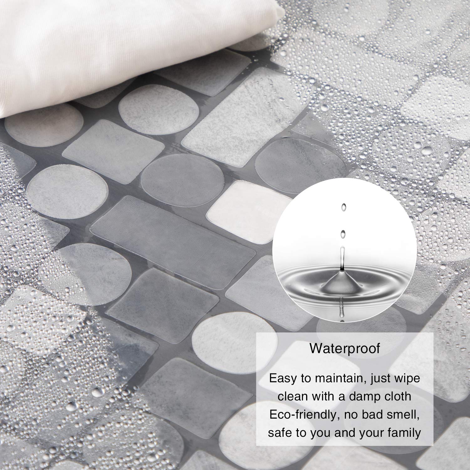 WELTRXE Shower Curtain Mould Proof Resistant, Waterproof Shower Curtains Liner, Heavy Duty EVA Bathtub Curtain with Magnets and Hooks, Weighted Hem
