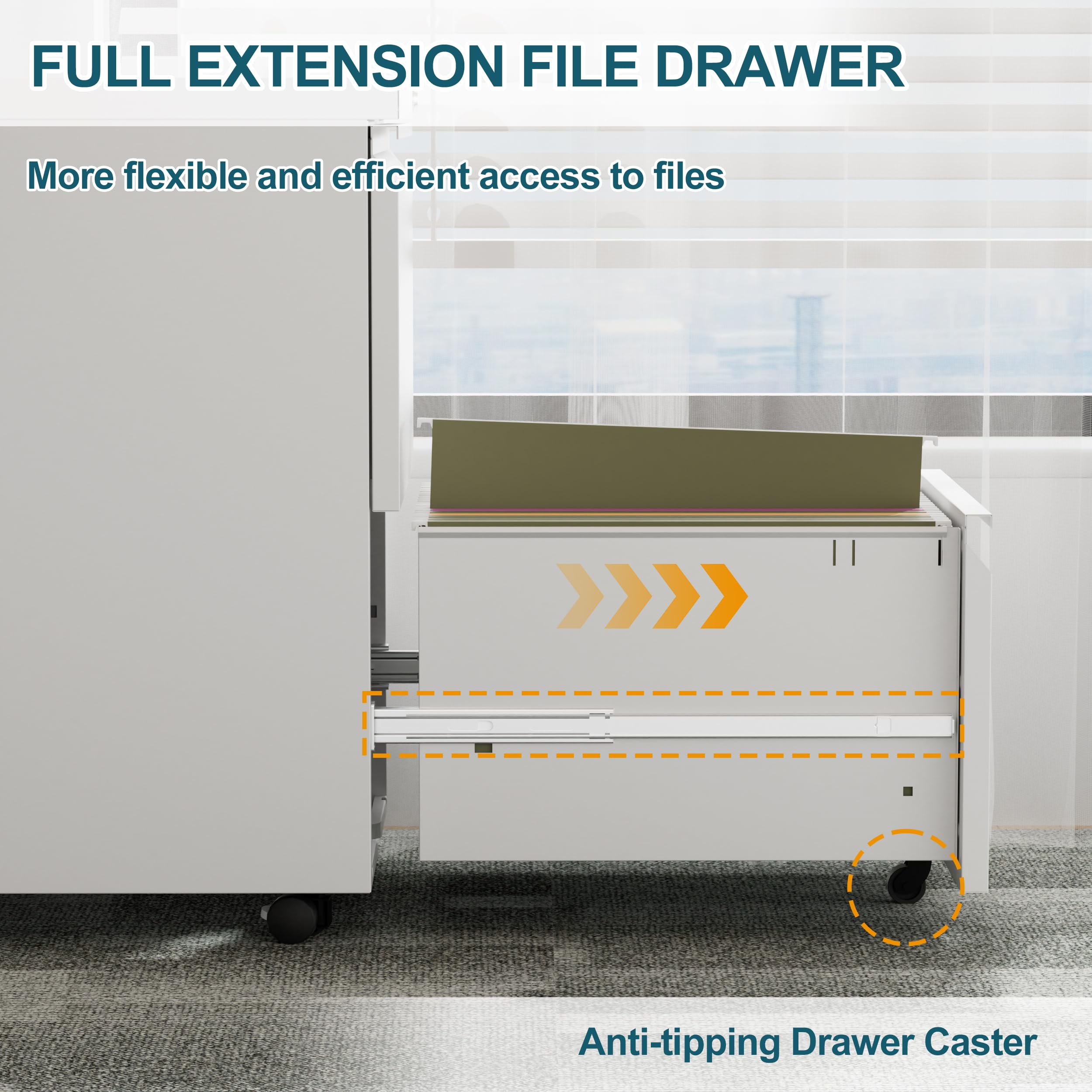 LVSTEEL Mobile Filing Cabinet, Lockable 2 Drawers with Suspension File Hanging Rails, With 4 Keys