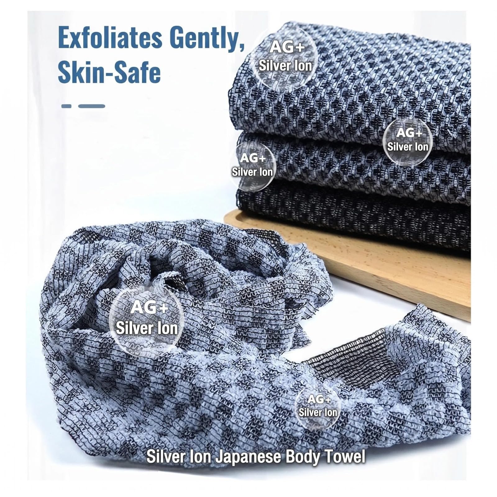 Exfoliating Shower Towel, 2 Pack Extra Long Back Scrubber Washcloth