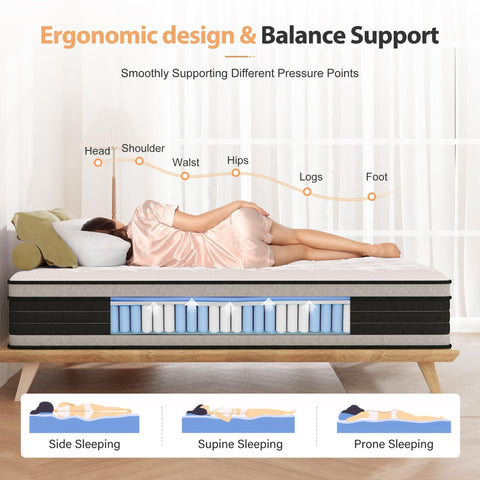 Bednew Double Mattresses Hybrid Mattress Medium Firm 135x190x30cm
