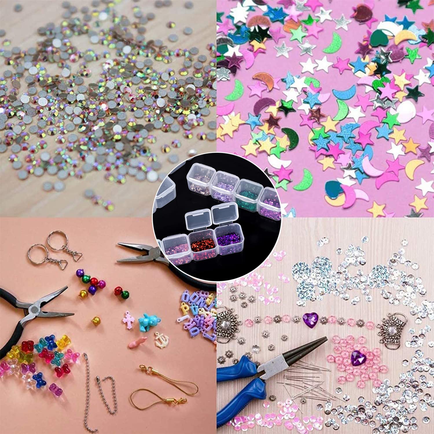 56 Grids Pearl Diamond Storage Box, Plastic Bead Compartment, Transparent Jewellery Container