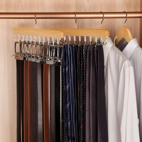 TOPIA HANGER 2 in 1 Belt Tie Hanger for Closet Max 30 Belts with 30 Ties Capacity