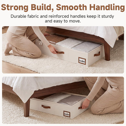 StorageWorks Underbed Storage Boxes with Lids, Large Under Bed Storage Box Containers for Bedroom Accessories Organising Clothes Bedding