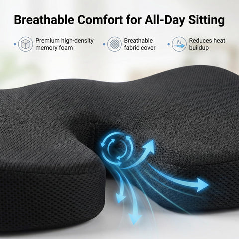 Sennycat Memory Foam Seat Cushion for Office Chair, Ergonomic Coccyx Support for Tailbone Pain Relief, Car Seat Pad