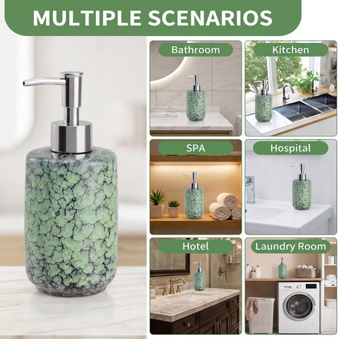 Ceramic Soap Dispenser - 350ml Liquid Hand Soap Dispenser with Pump Refillable Pump Bottle Washing up Liquid Soap Dispenser Lotion Bottle for Kitchen