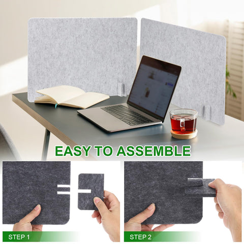 PATIKIL Desk Divider, 2 Set 24 x 16 Inch Acoustic Freestanding Desk Divider Desk Privacy Panel with 8 Pcs Support Feet for Library Office Workstation