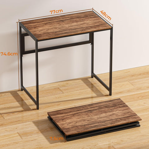 GreenForest Folding Desk 80cm No Assembly Required for Small Space, Brown