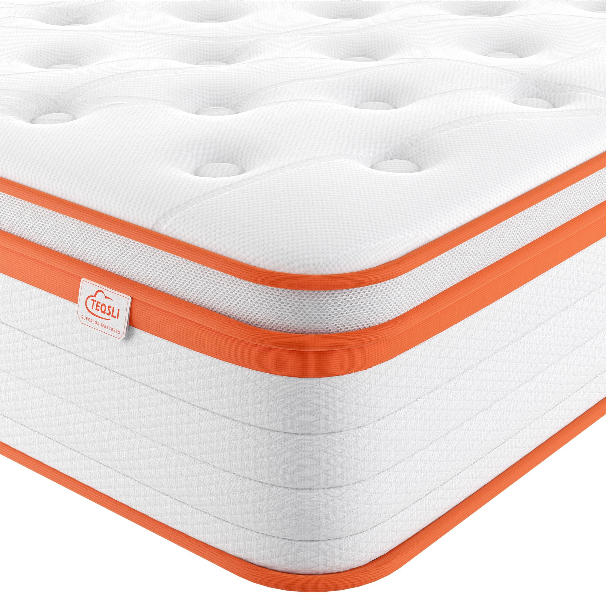 TeQsli 4FT Small Double Mattress, 10.6 Inch Memory Foam Pocket Sprung Hybrid Small Double Mattress Zone Support for Pressure & Back Pain Relief