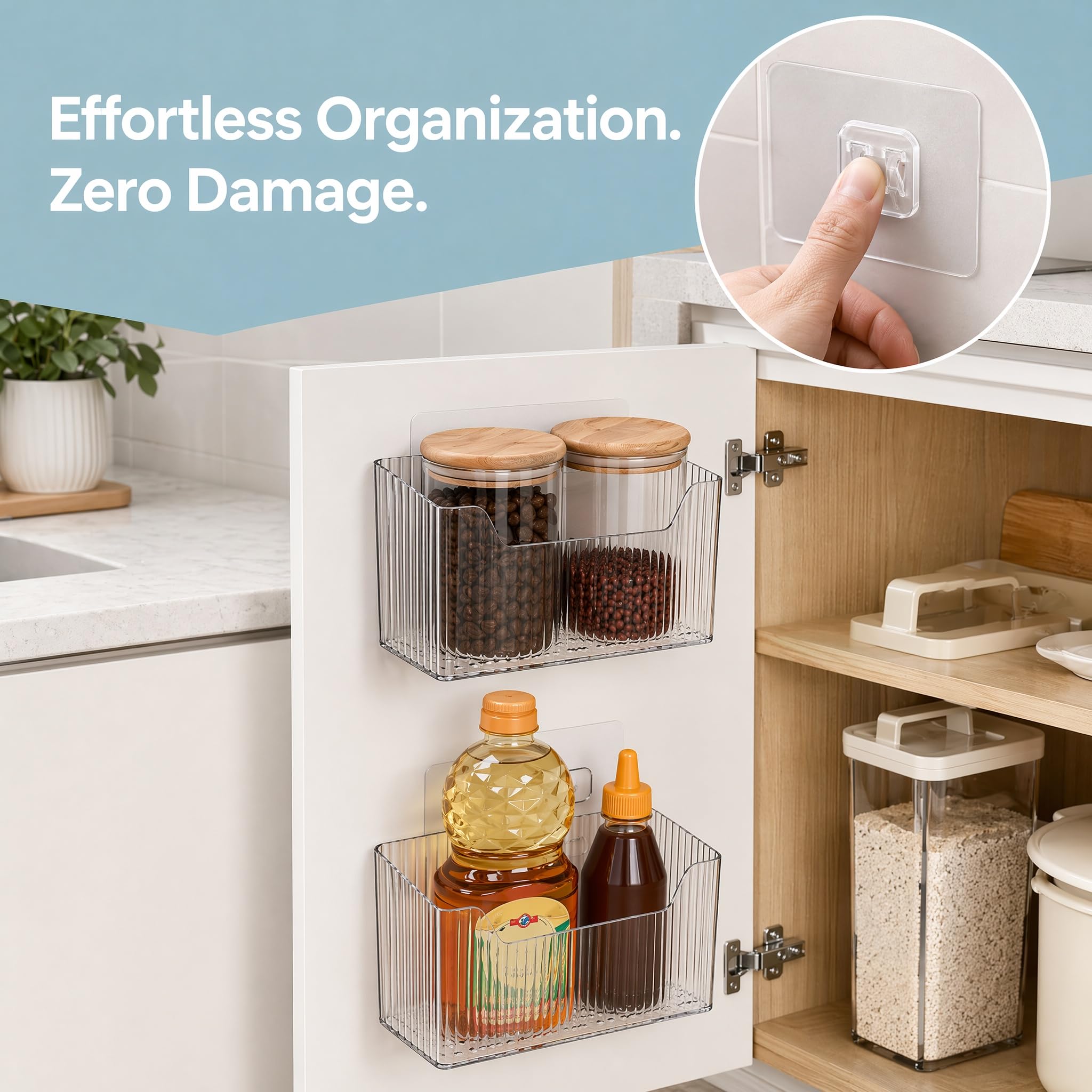 Xygobla 2 Pcs Self Adhesive Cabinet Door Organiser