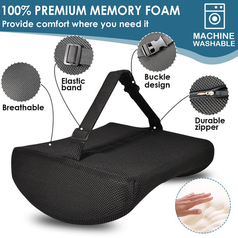 HomDSim Memory Foam Lumbar Cushion Lower Back Support Pillow Posture Correcting Car Seat Home Office Chair (Black)