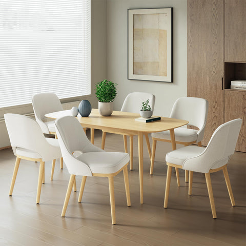 Dining Chairs Set of 6, Upholstered Dining Room Chairs with Chenille Fabric, Ergonomic Backrest, High Density Cushion & Rubber Wood Frame