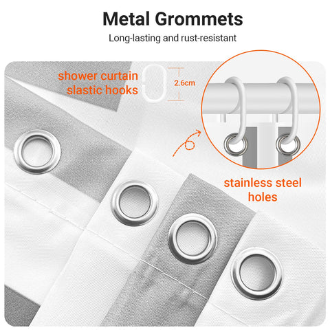 Lerores Shower Curtain 180 x 200 cm, Block Anti-Mould Textile, Weighted Hem, Water-Repellent