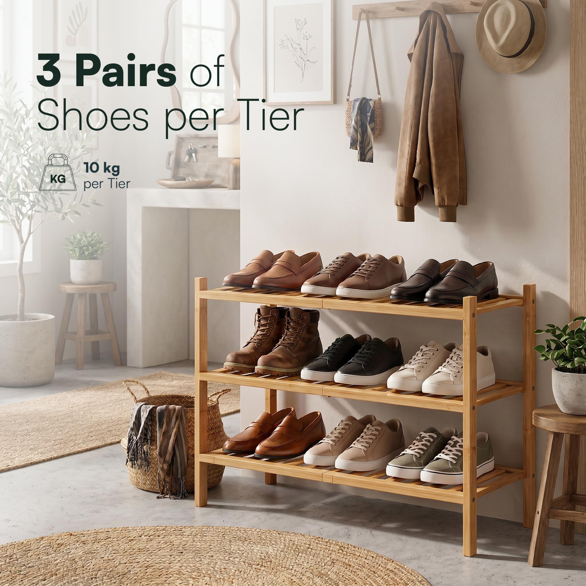 Shoe Rack Wooden - Shoe Storage Organiser - Shoes Rack Shelf Stand