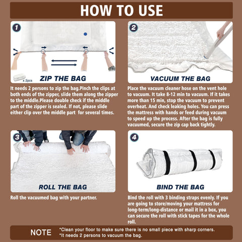 Mattress Vacuum Bag for Memory Foam Mattress, Latex Mattress Vacuum Seal Bag with Straps, Moving, Storage and Shipping