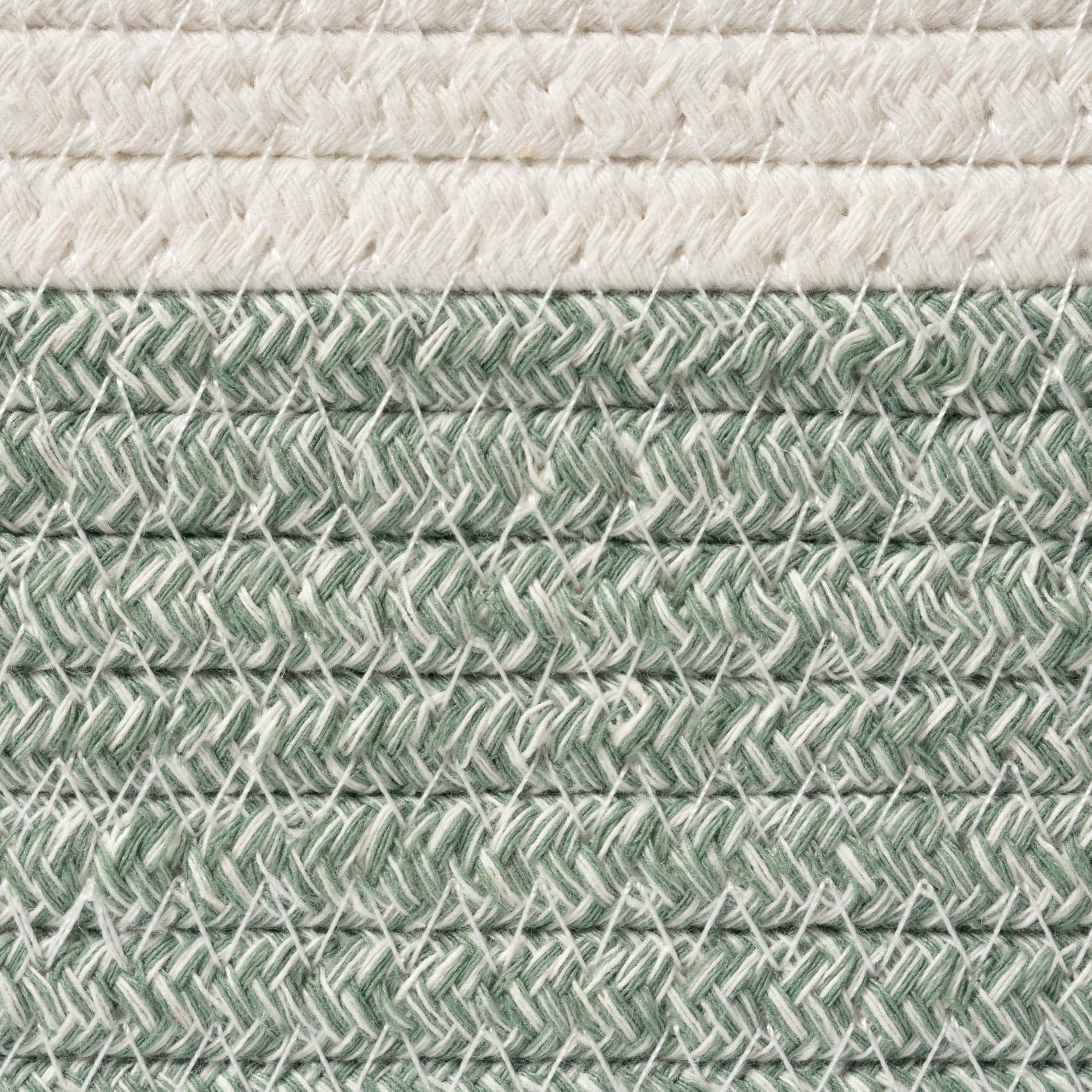 LA JOLIE MUSE Small Cotton Woven Storage Baskets, White & Green, 4 Pack