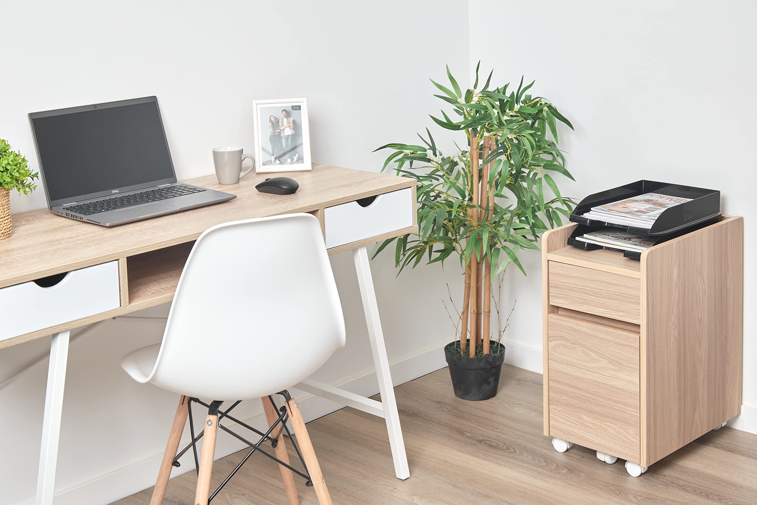 Iris Ohyama, Cabinet with Locking Wheels/Drawer Rolling Wood File/Desk with shelves and wheels/Desk Cabinet, Design & Modern, Office, Studyroom
