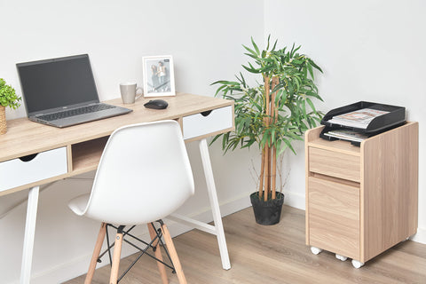 Iris Ohyama, Cabinet with Locking Wheels/Drawer Rolling Wood File/Desk with shelves and wheels/Desk Cabinet, Design & Modern, Office, Studyroom