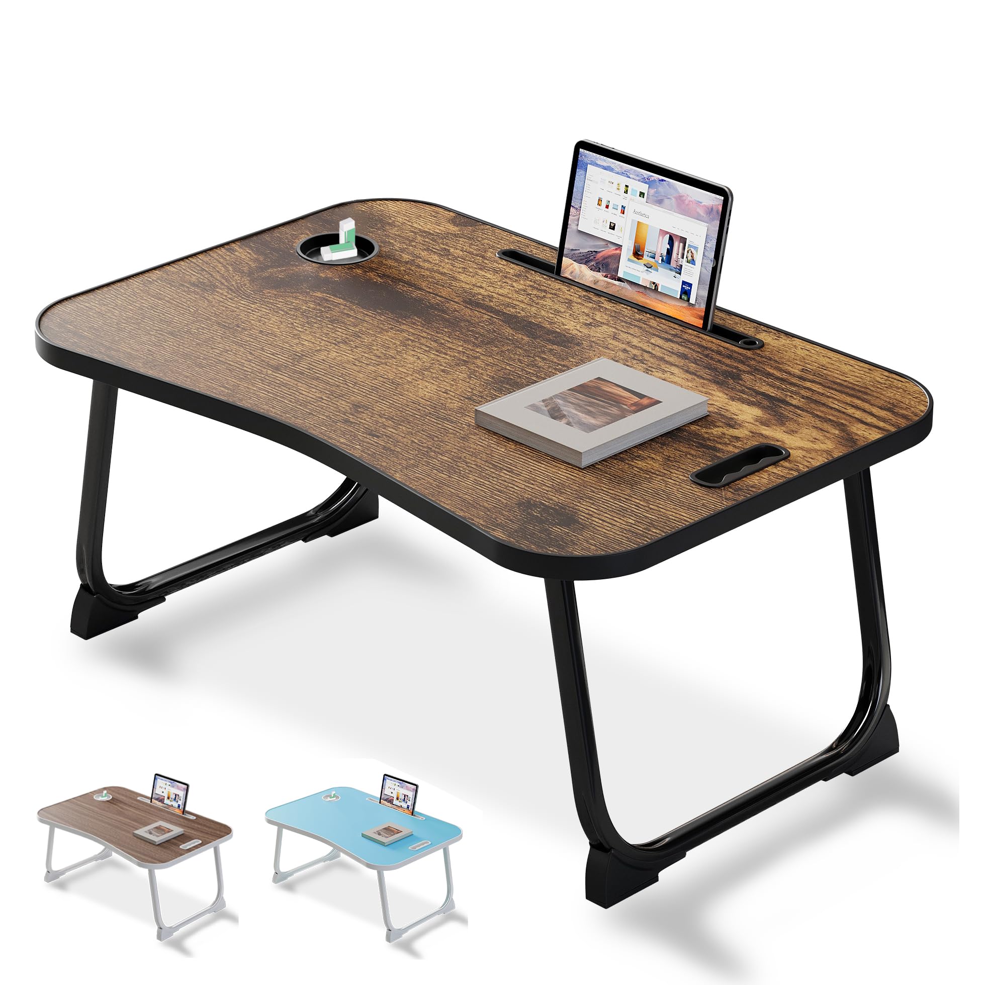 Laptop Bed Desk, Lap Desk Breakfast Tray Table for Home and Office,Eating, Reading, Writing on Bed, Sofa,Laptop Stand for Bed (Yellow)