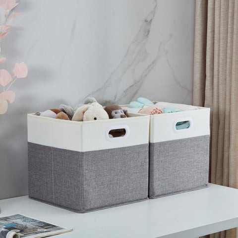 Mangata Cube Storage Boxes 28x28x28cm, Grey Cream White, 3Pcs