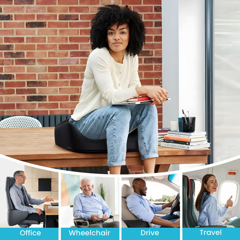 Benazcap Memory Foam Seat Cushion, Ergonomic Chair Cushion for Comfortable Sitting and Back Support, Perfect for Home and Office Chairs