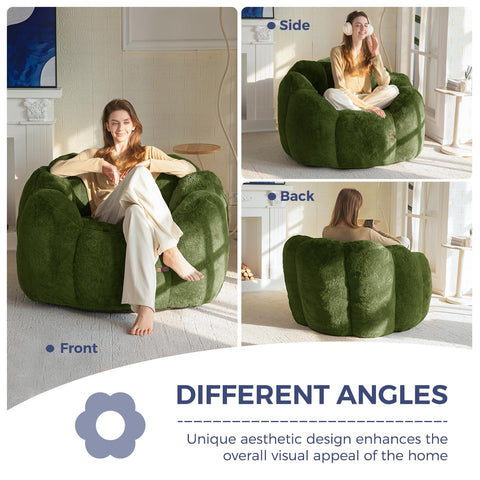 MAXYOYO Floral Shaped Bean Bag Sofa, Includes Filling, Faux Fur Fabric