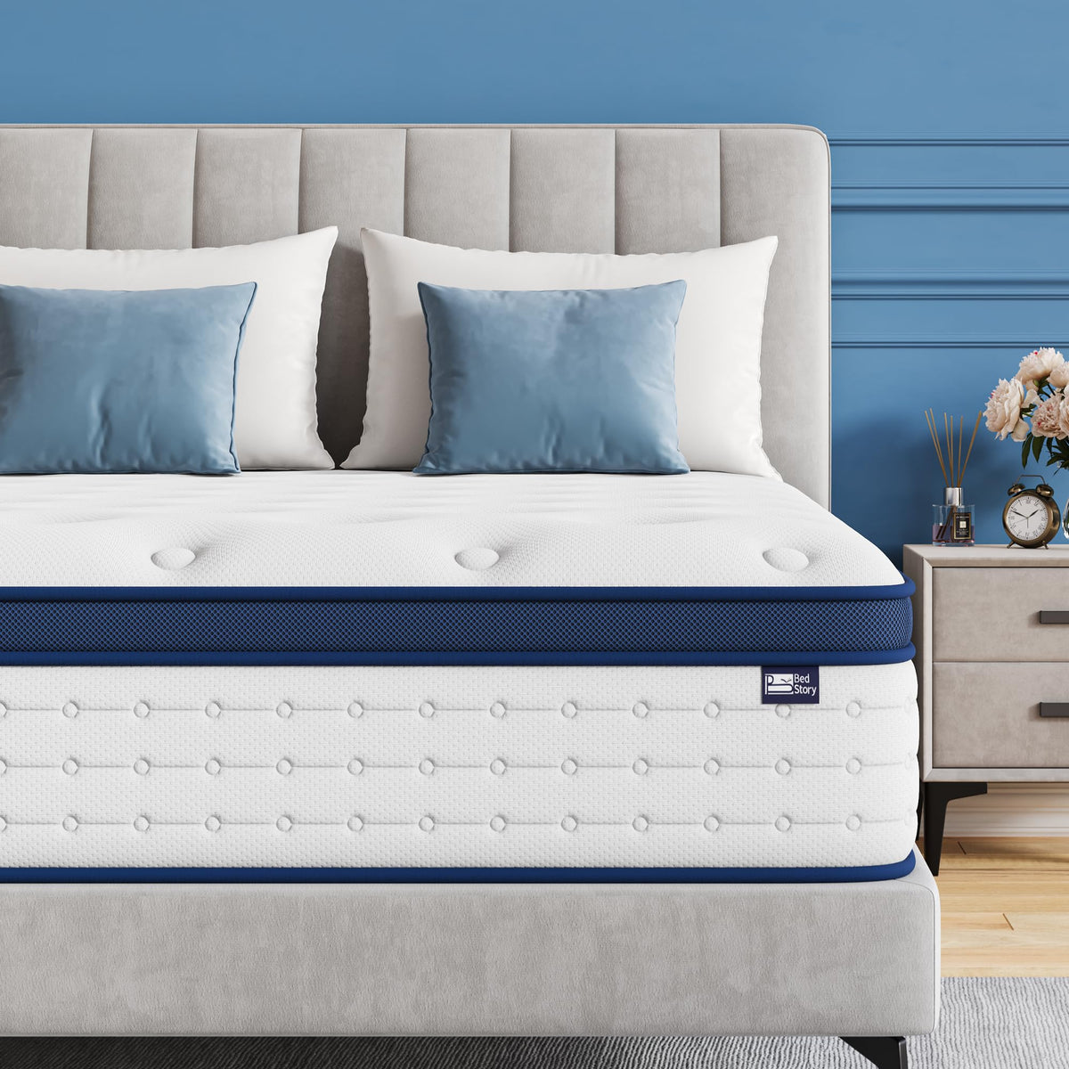 BedStory Small Double Mattress, 10.3 Inch Hybrid Mattress, 7-Zone Mattress with Breathable Foam and Individually Pocket Sprung Firm- Extra Lumbar