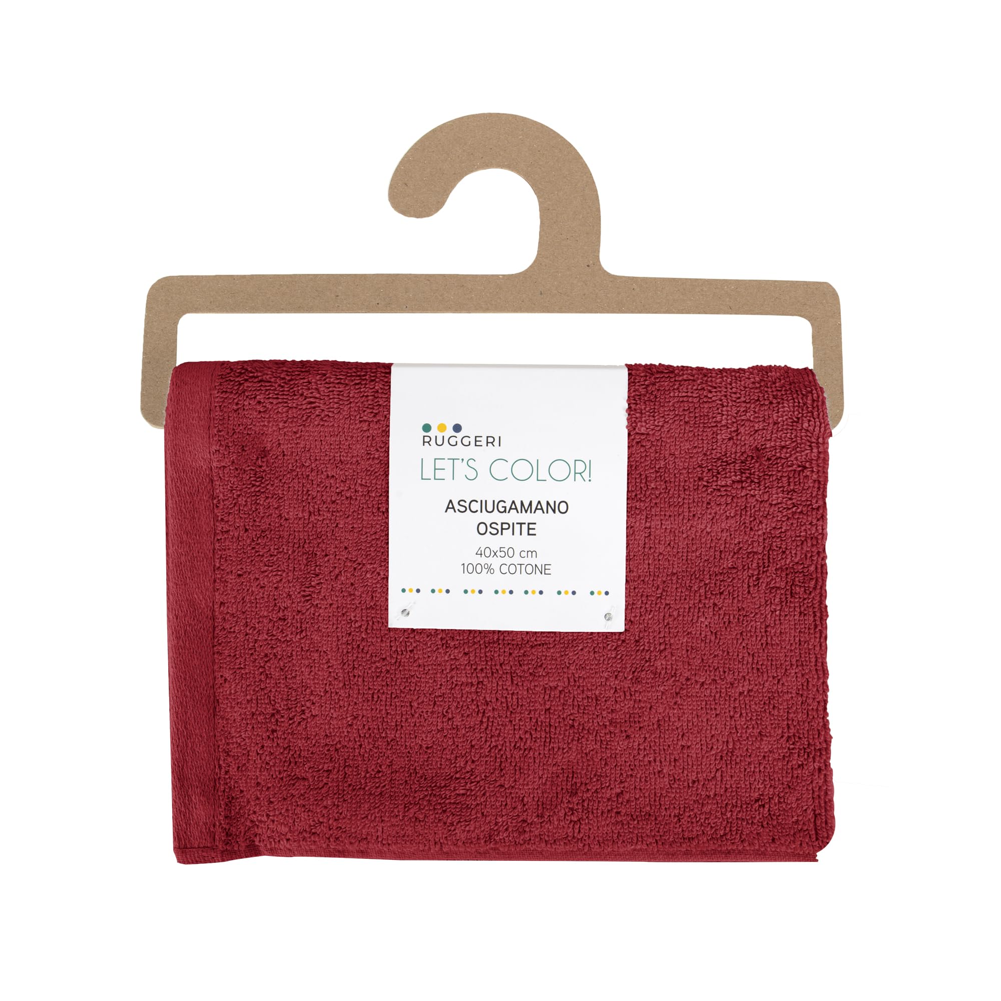 Ruggeri 4 Piece Guest Towel Set, 40x50 cm, Soft Cotton, Red