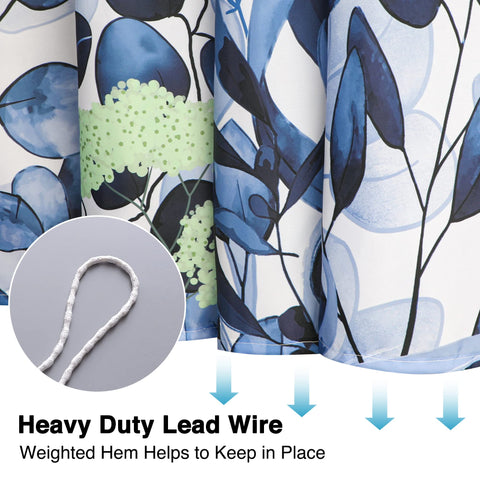 WELTRXE Shower Curtains, Bathroom Shower Curtain with 12 Hooks, Waterproof Polyester Fabric Bathtub Curtain, Weighted Hem, Quick Dry