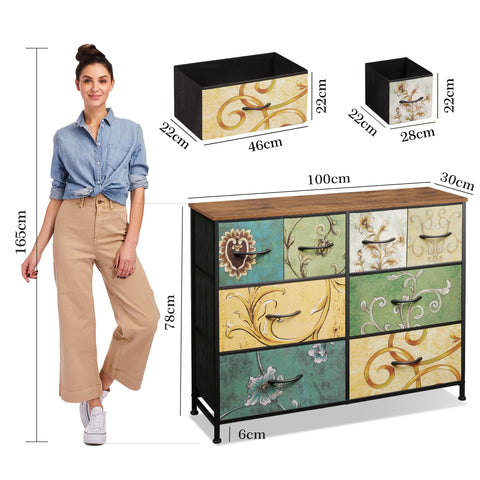 WLIVE Chest of Drawers Bedroom, 8 Fabric Drawers Storage Organizer Unit for Living Room, Hallway, Kids Room, Dresser with Easy Pull Handle