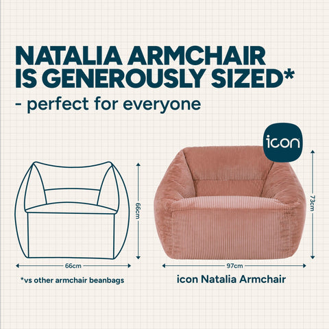 icon Natalia Cord Bean Bag Chair & Footstool with Filling Included, Pink