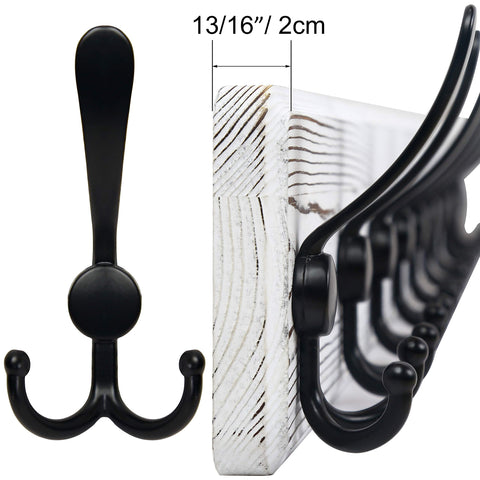 SKOLOO Coat Rack Wall Mounted - Pack of 2, Wooden, Heavy Duty, Rustic Coat Hooks for Wall, Wall Coat Rack with 5 Triple Hooks for Hanging Clothes