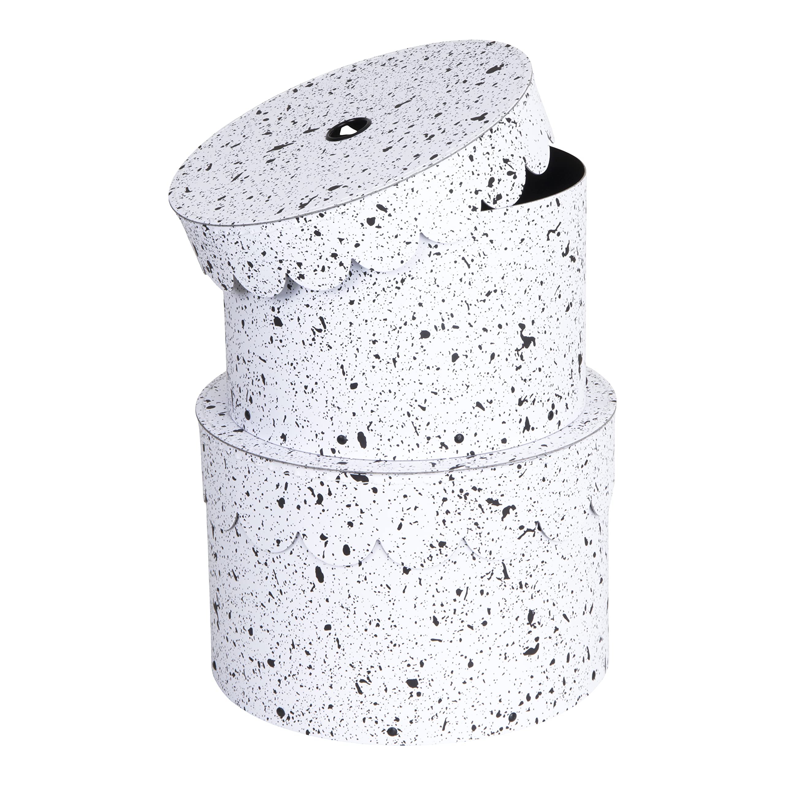 Bigso Box of Sweden WILMA Set of 2 Round Storage Boxes with Lids - Organiser Box with Lid for Clothes, Toys etc.