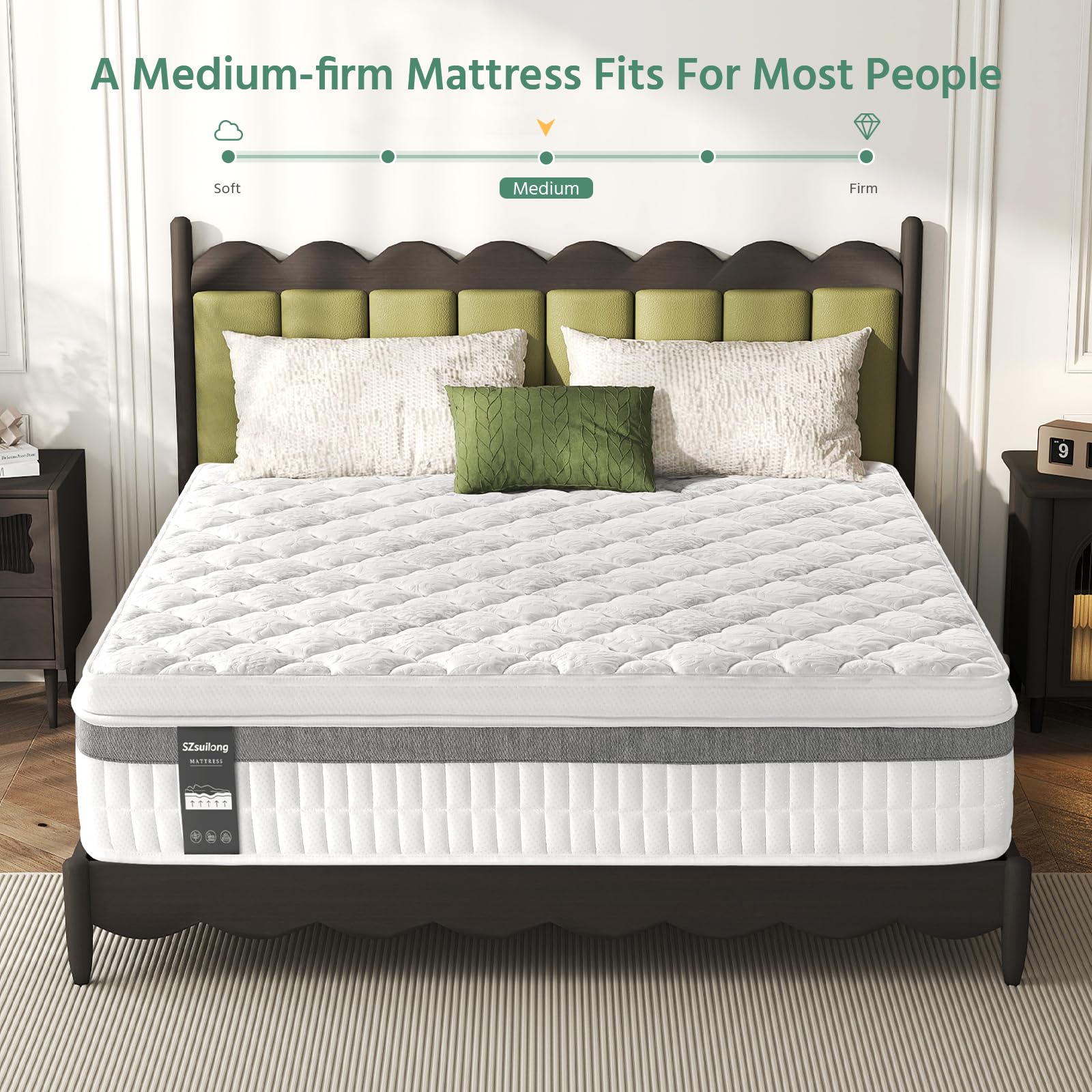SZsuilong 4ft Small Double Mattress, 11 inch Hybrid Mattresses Pocket Sprung, 7-Zone Orthpaedic Mattress Medium Firm for Pressure Relief