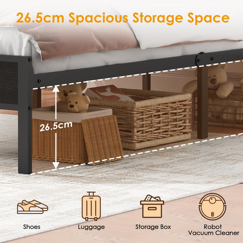 WOWTRELAX Double Bed Frame with Charging Headboard Storage Shelf 135x190cm