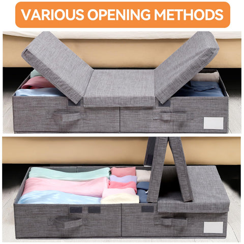 Dntorx 2 Pack 50L Under Bed Storage Boxes with Lids, Foldable, Grey