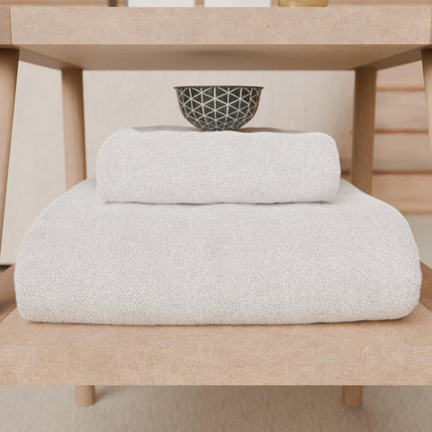 PETTI Artigiani Italiani - 100% Cotton Terry Bath Towels, 1+1 Towel Set, 2 Pieces 1 Face Towel and 1 Hand Towel, White Towels