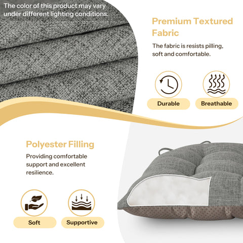 FlyGulls Chair Cushions for Dining Chairs Set of 2 46x42x7.6 cm Light Grey