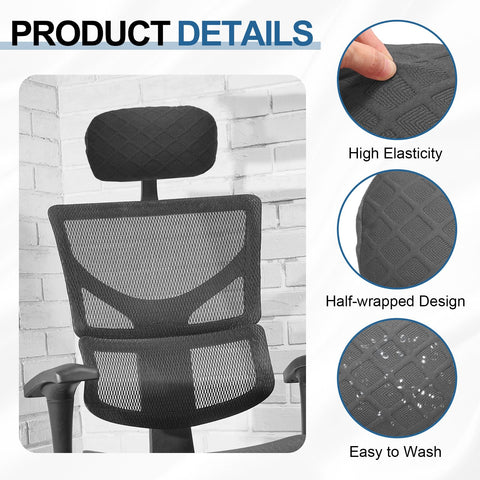 sourcing map Office Chair Pillow Cover, Office Chair Headrest Attachment Mesh Removable Headrest Protector for Home Desk Computer Chairs, Dark Gray