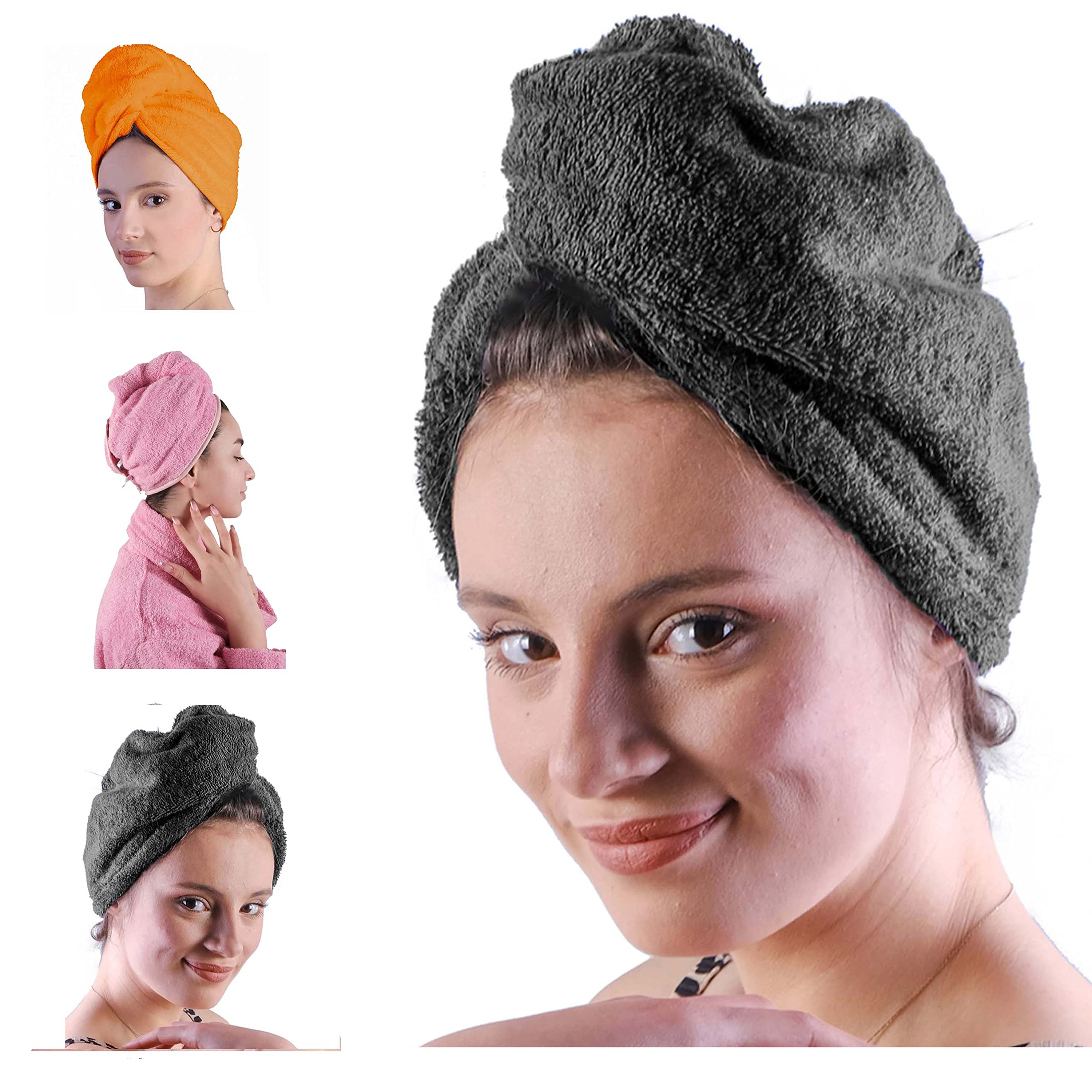 LLAMAXY Hair Towel 100% Pure Organic Cotton Hair Drying Towels Adult Child Hair Wraps Hair Turban