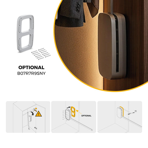 Emuca - Pull down hanging rail for wardrobe, pull down wardrobe rail lift, adjustable width 600-830mm, titanium colour