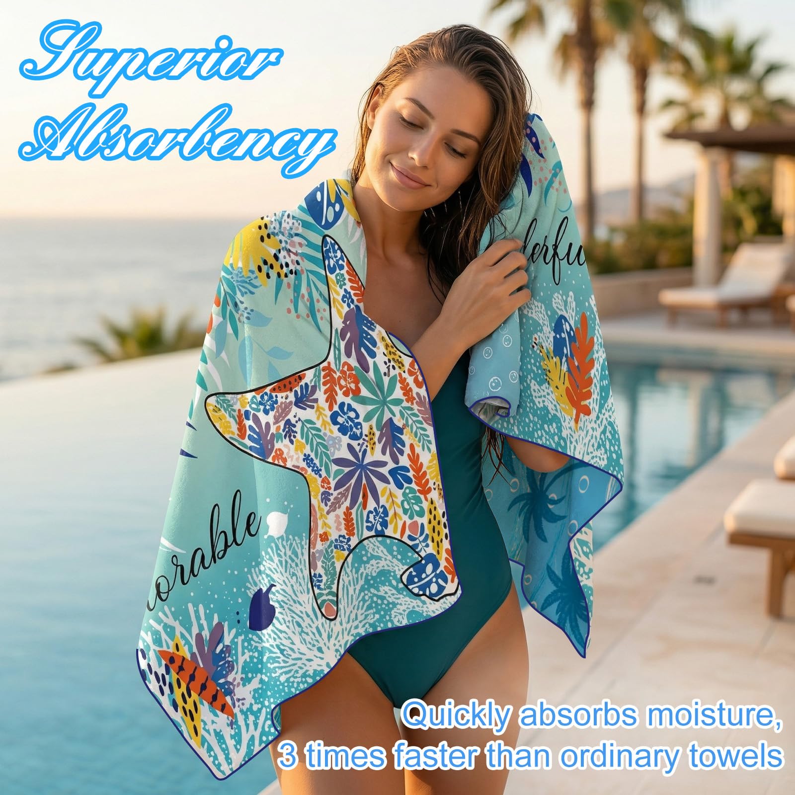 2Pack Microfibre Beach Towels for Adult,180x90cmQuick Dry Lightweight Towel