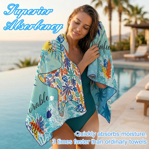 2 Pcs Microfibre Beach Towels for Adults,Microfibre Lightweight Beach Towel